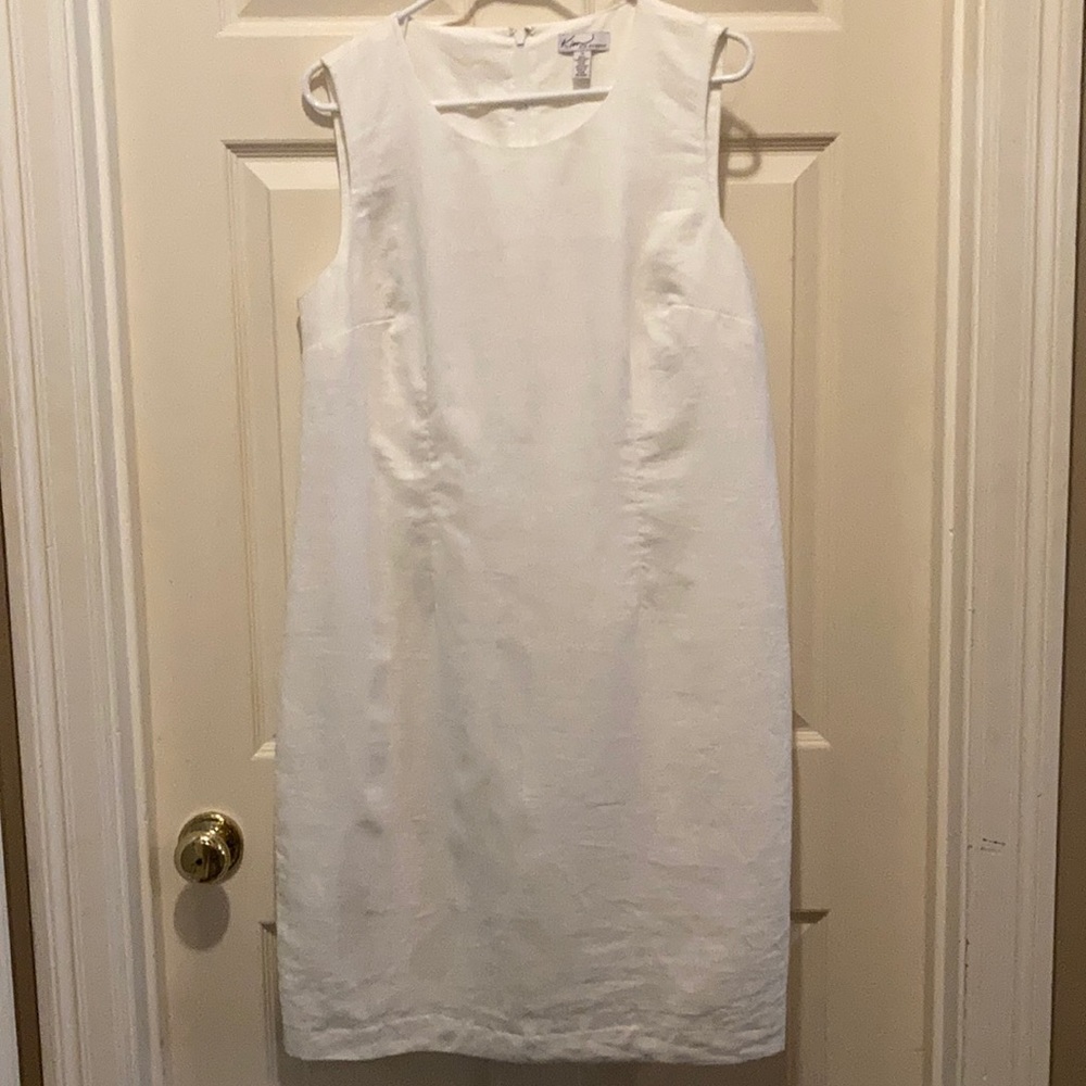 White Linen Sleeveless Dress Size 14